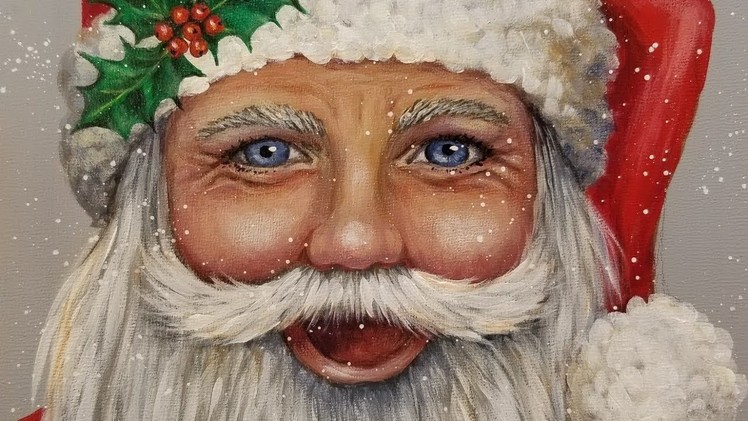 Learn to Paint Santa Claus Portrait Step by Step Acrylic Painting Tutorial