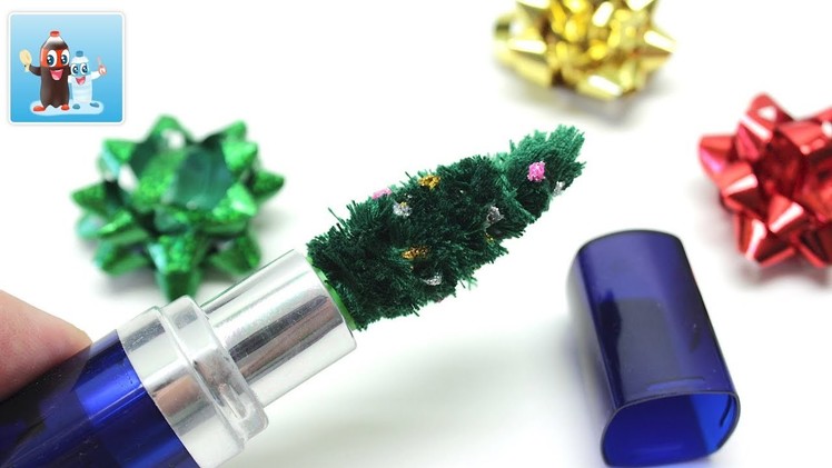 Mini Christmas Tree in Mom's Lipstick Tube - DIY Art and Craft Ideas