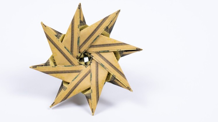 MONEY Origami STAR folding as Christmas gift, DIY instructions