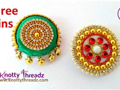 Party Wear Saree Pins | Latest Designer Saree Brooch | DIY Tutorial | www.knottythreadz.com