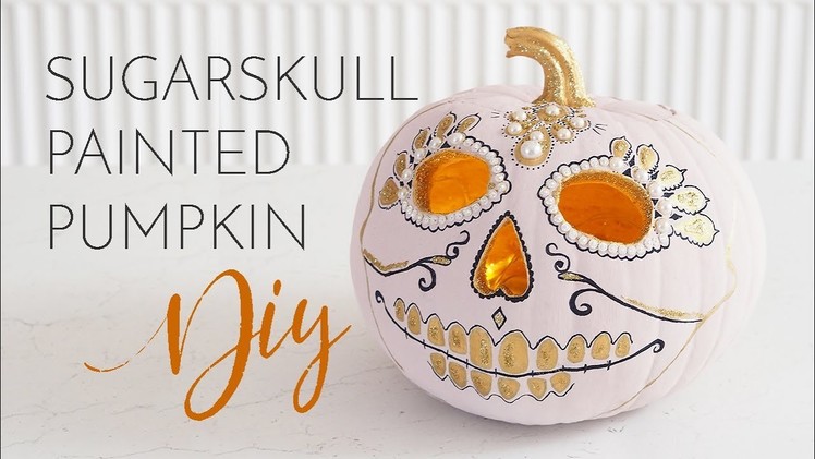 Pink & Gold Sugar Skull Painted Pumpkin DIY Tutorial
