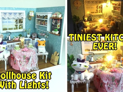 Tiniest Kitchen Ever! DIY Miniature Dollhouse Kitchen Kit with Lights!