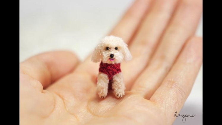 Tiny Cream Poodle - Made To Order- Hagimi - Micro Amigurumi Crochet