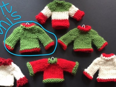 Tiny Sweater - Knitted Holiday Decoration (4 Righties)