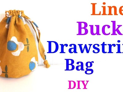 【DIY】裏地付き*バケツ型*巾着の作り方 * Lined Bucket Drawstring Bag Tutorial *