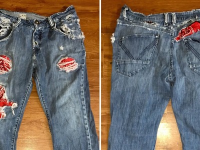 DIY : Bandana patched Jeans