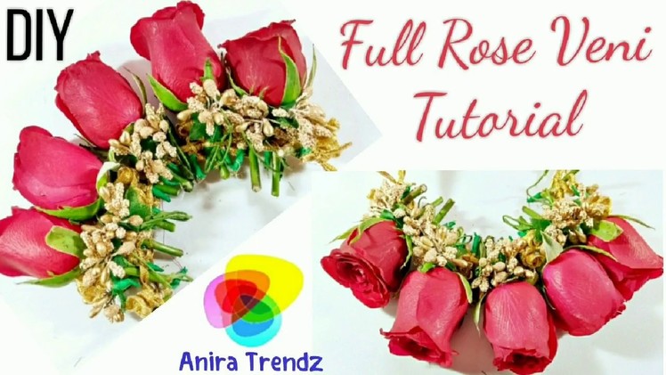 DIY Full Rose Flower Veni Modern look How to Make bridal flower Veni Ultimate Unique