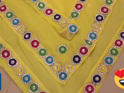 Diy - Kundan & Stone Work On Saree By Self || Hand Embroidery Work