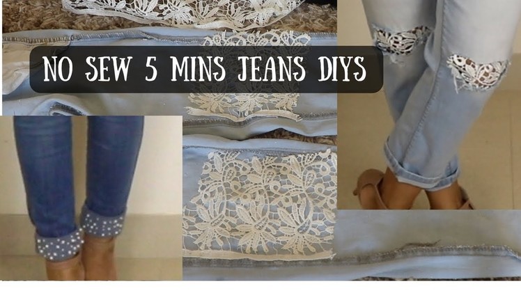 DIY | NO SEW 5 Mins Jeans DIY | Up-cycle Jeans