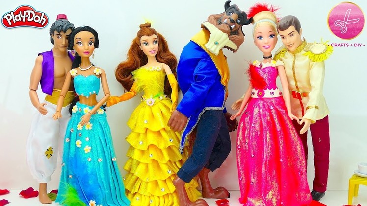 Find out who is the best Disney Couple? Cinderella Belle Jasmine Play-Doh kids video