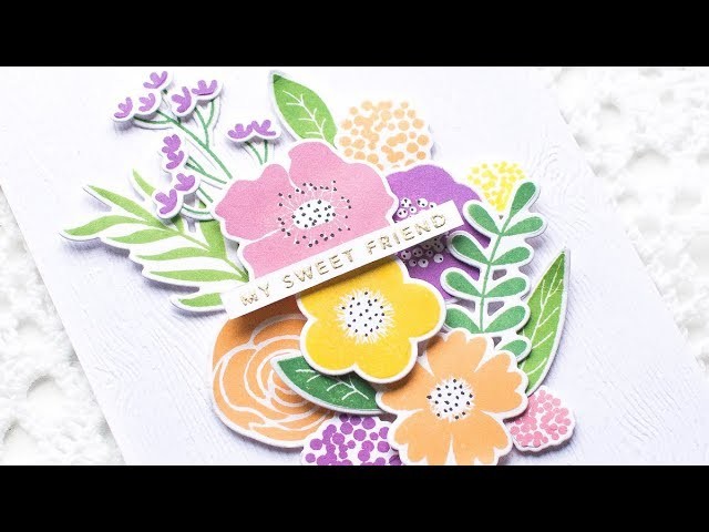 Floral Arrangement Card w. Dimensional Die Cuts + Behind-the-Scenes Craft Desk Video