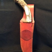 Frontier style deer handle knife with a damascus blade