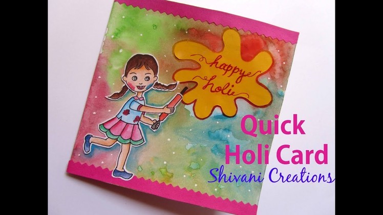 Handmade Card for Holi. Quick Holi Card