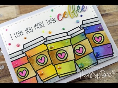Honey Bee Stamps Rainbow To-Go Cups | AmyR Valentine 2018 Series #8