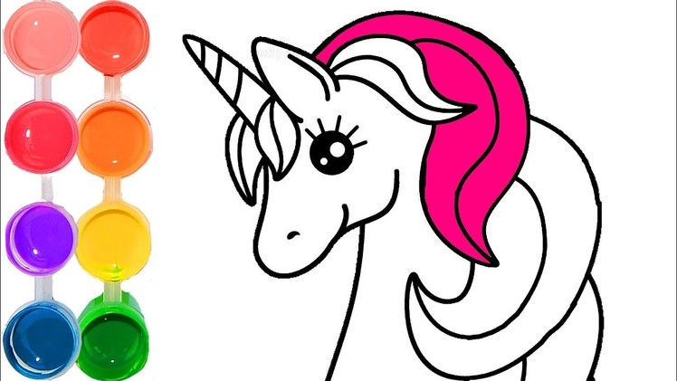 How to Draw & Color a Unicorn Rainbow Hair | Easy & Cute Drawings to Learn Colors | Educational Fun