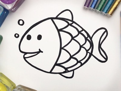 How to paint a rainbow fish. Painting pages for children to learn painting