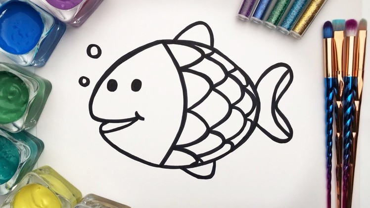 How to paint a rainbow fish. Painting pages for children to learn painting