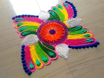 How to rangoli designs.rainbow color rangoli design by jyoti Rathod