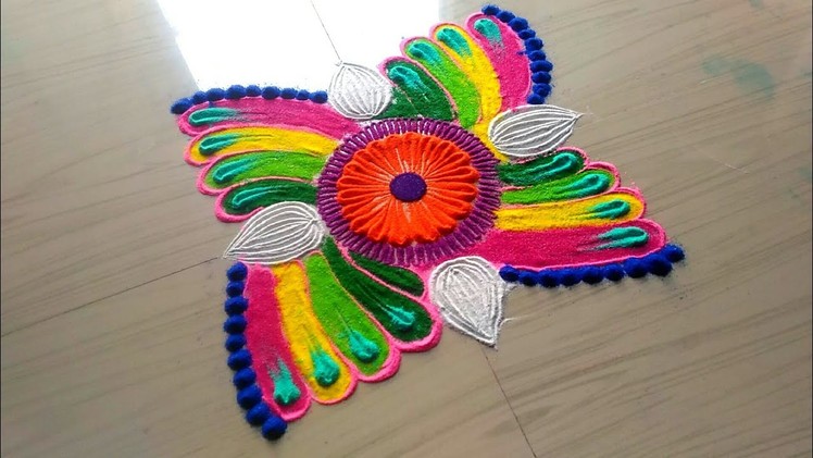 How to rangoli designs.rainbow color rangoli design by jyoti Rathod