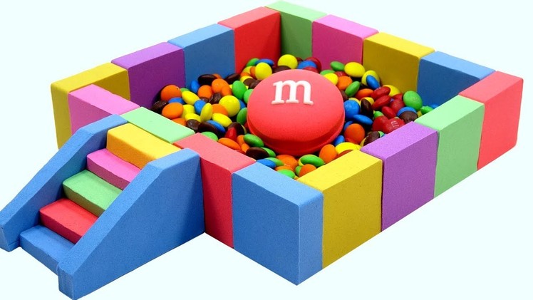 Learn Colors With Kinetic Sand Rainbow Pool M&M Chocolate Candy Fun Videos For Kids