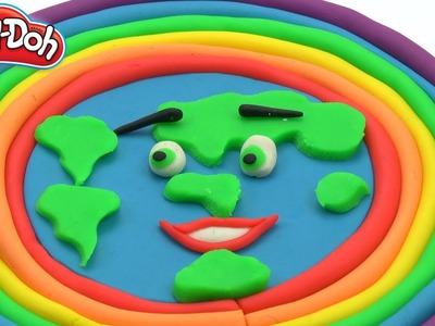Play Doh DIY Planet Earth & Rainbow Learn names of continents and rainbow colors How to make Creativ