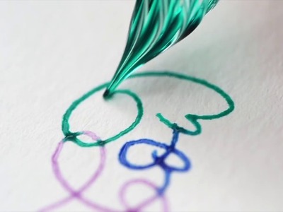 Rainbow watercolors with glass dip pen, real time fluid calligraphy, The Aloha Studios