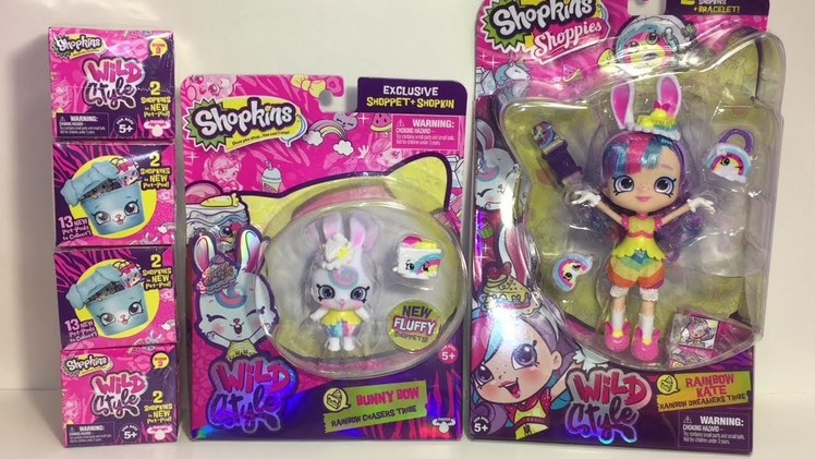 Shopkins Pet Pods Bunny Bow Shoppets Wild Style Rainbow Kate Shoppies Doll Unboxing Review