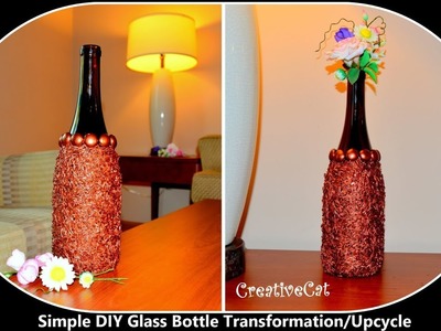 Simple DIY Flower Vase from waste bottle.Glass bottle Upcycling.Bottle Art