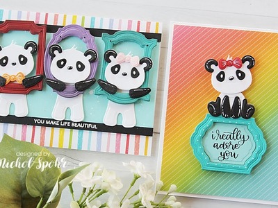 Spellbinders | Framed Up Pandas Rainbow Cards