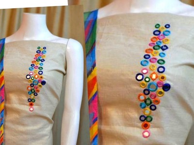 Creative Mirror Work designing Churidar.Kurti | Aari.Maggam Hand Embroidery |Hand Stitches- Simple