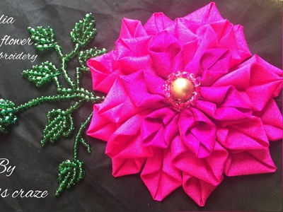 Dahlia Fabric Flower hand embroidery for kurti. kameez. cushion covers. wallmate. bags (2018)