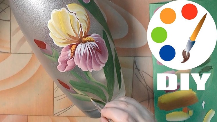 DIY, Decoration idea, Paint the Iris flower on a vase