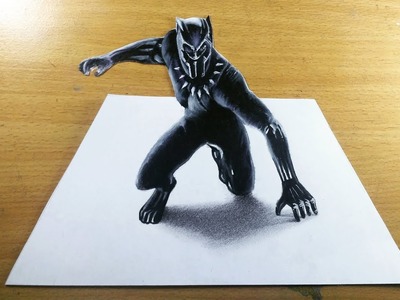 DRAWING BLACK PANTHER 3D ! | menggambar black panther 3D