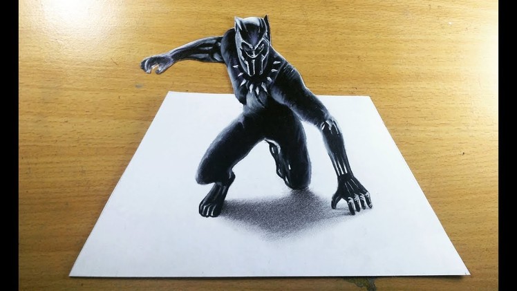 DRAWING BLACK PANTHER 3D ! | menggambar black panther 3D