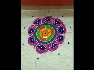 Easy circle rangoli design