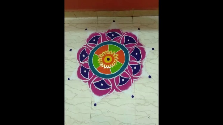 Easy circle rangoli design