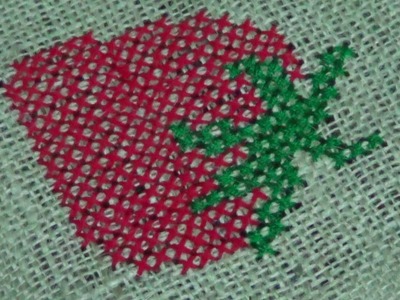 Hand  Embroidery : Cross Stitch Embroidery Design on Jute Mat. Fabric
