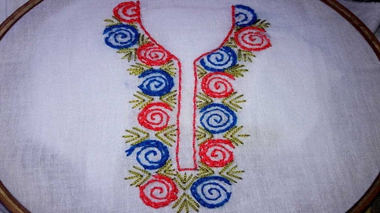 Hand embroidery|  Neck design for dresses | blouses | panjabi design by nakshi katha.