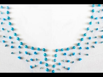 Hand Embroidery: Neck Design with Beads & French Knot
