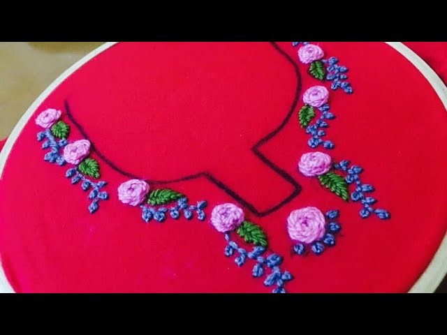 Hand embroidery stitches for salwar kameez, kurthis, tops. Easy hand embroidery stitches