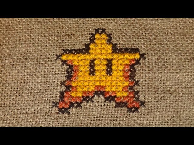 Hand Stitch - Cross Stitch On Jute Mate( Star  Pattern )