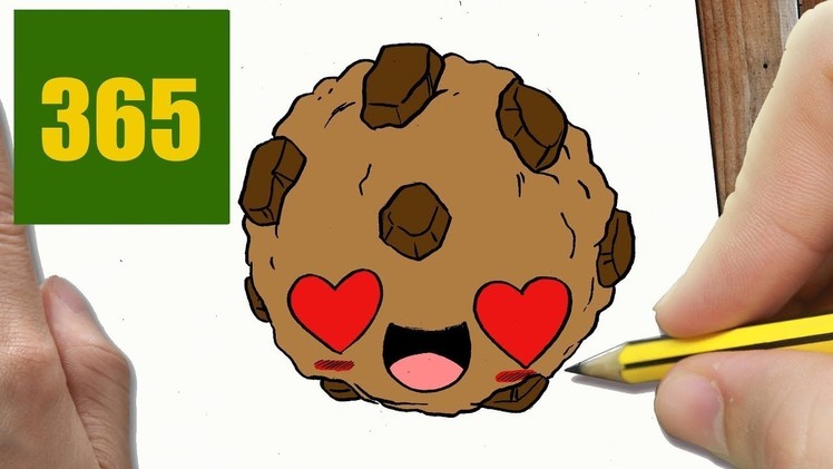 HOW TO DRAW A COOKIE IN LOVE CUTE, Easy step by step drawing lessons for kids