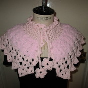 Victorian Style Capelet/Prom Cape Pink Fluffy Yarn Medium Size
