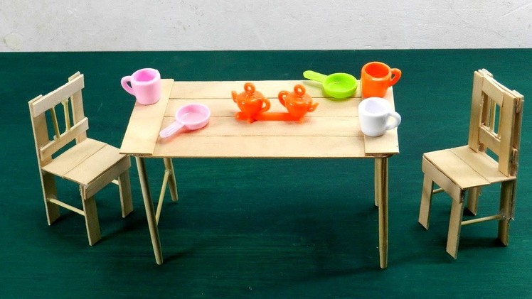 7 Easy & Quick Popsicle Miniature Furniture Table & Chairs #4 - DIY & Crafts ideas