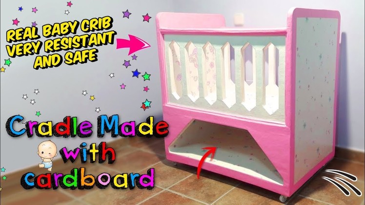 Amazing crafts! How to make a REAL BABY CRIB only with cardboard