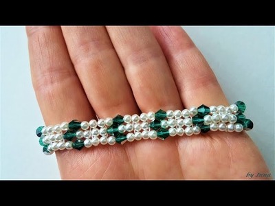 Beaded bracelet.   How to make a bracelet, easy pattern