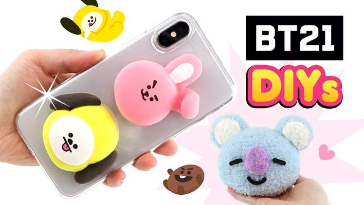 BTS DIYs for the ARMY!!! Chimmy Cooky DIY Phone Case & Koya Plush from BT21