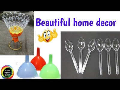 Disposable plastic spoons and funnel craft ideas#best out of waste plastic spoons decor