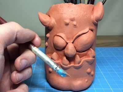 DIY Clay Monster Head Pencil.Pen Pot Fantasy Kids Craft Idea