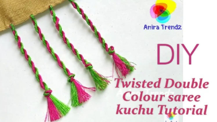 DIY Twisted Double Colour Saree Kuchu Tassel Making Tutorial Dori How to make saree kuchu at home